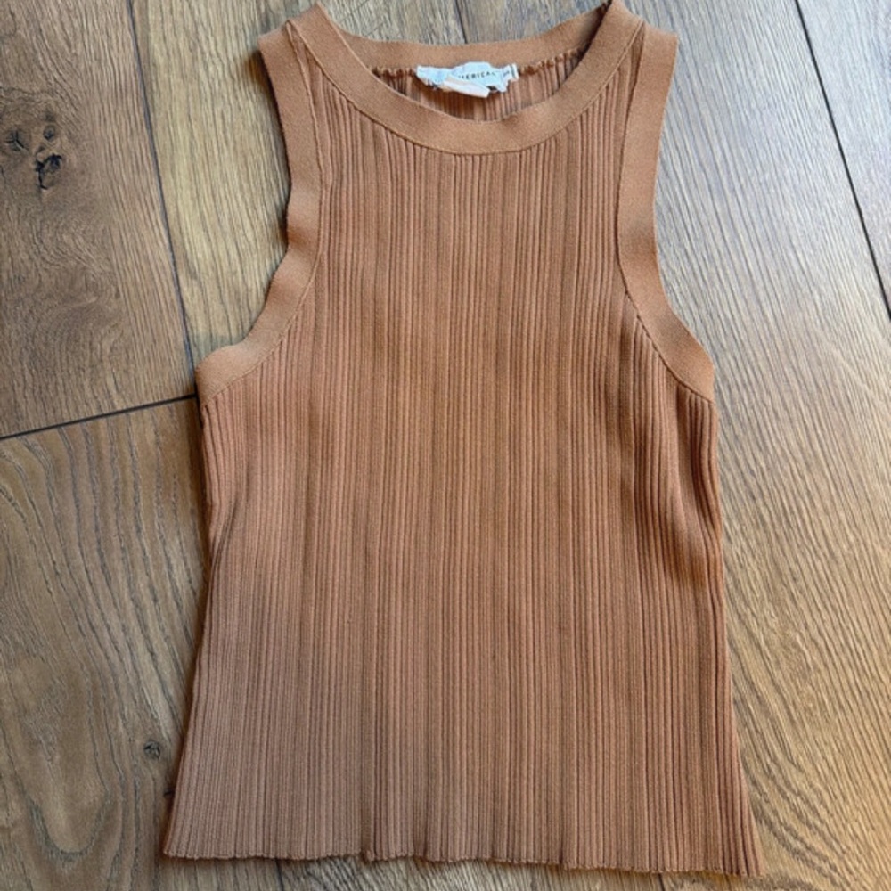 Good American Ribbed Tank Top in Camel